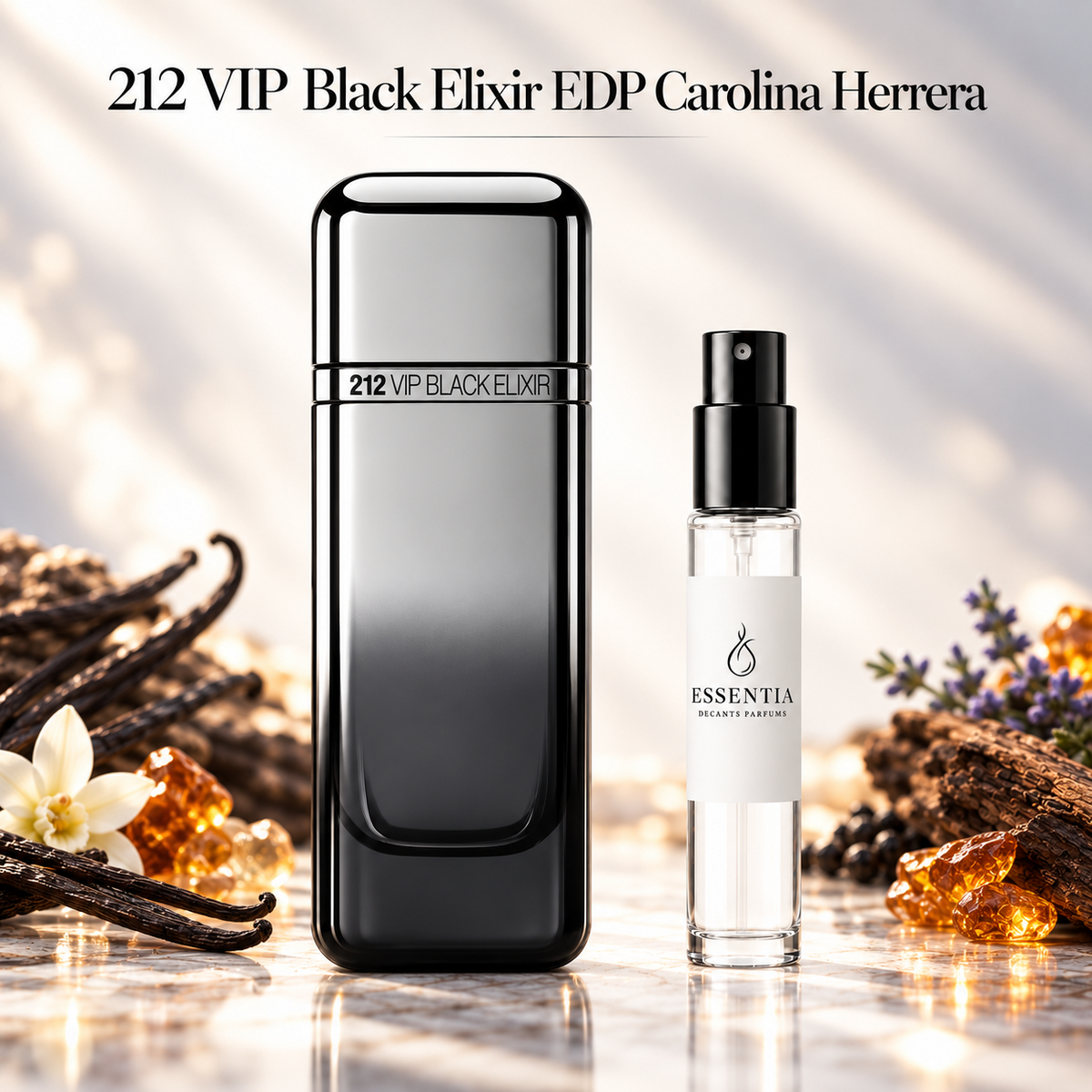 212 VIP Black Elixir Carolina Herrera con decant ESSENTIA