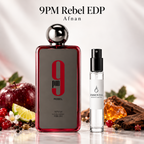 Comprar decant original de Afnan 9PM Rebel EDP en Paraguay | Perfume y atomizador ESSENTIA