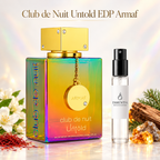 Club de Nuit Untold EDP Armaf con decant ESSENTIA y notas de azafrán, jazmín, ámbar y cedro