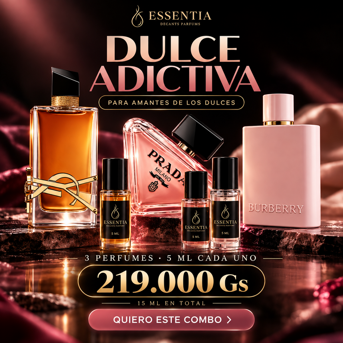 Combo Dulce Adictiva ESSENTIA - 3 decants de 5 ml