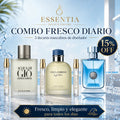 Combo Fresco Diario de decants masculinos de diseñador ESSENTIA con Acqua di Giò, Light Blue Pour Homme y Versace Pour Homme