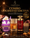 Combo Gourmand Adictiva de decants árabes femeninos ESSENTIA con Mallow Madness, Khamrah y Mayar Cherry Intense