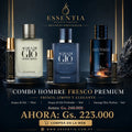 Combo Hombre Fresco Premium de ESSENTIA Decants Originales con Acqua di Giò 10ml, Acqua di Giò Profondo 5ml y Sauvage Dior Parfum 3ml, perfumes masculinos frescos y elegantes en Paraguay.