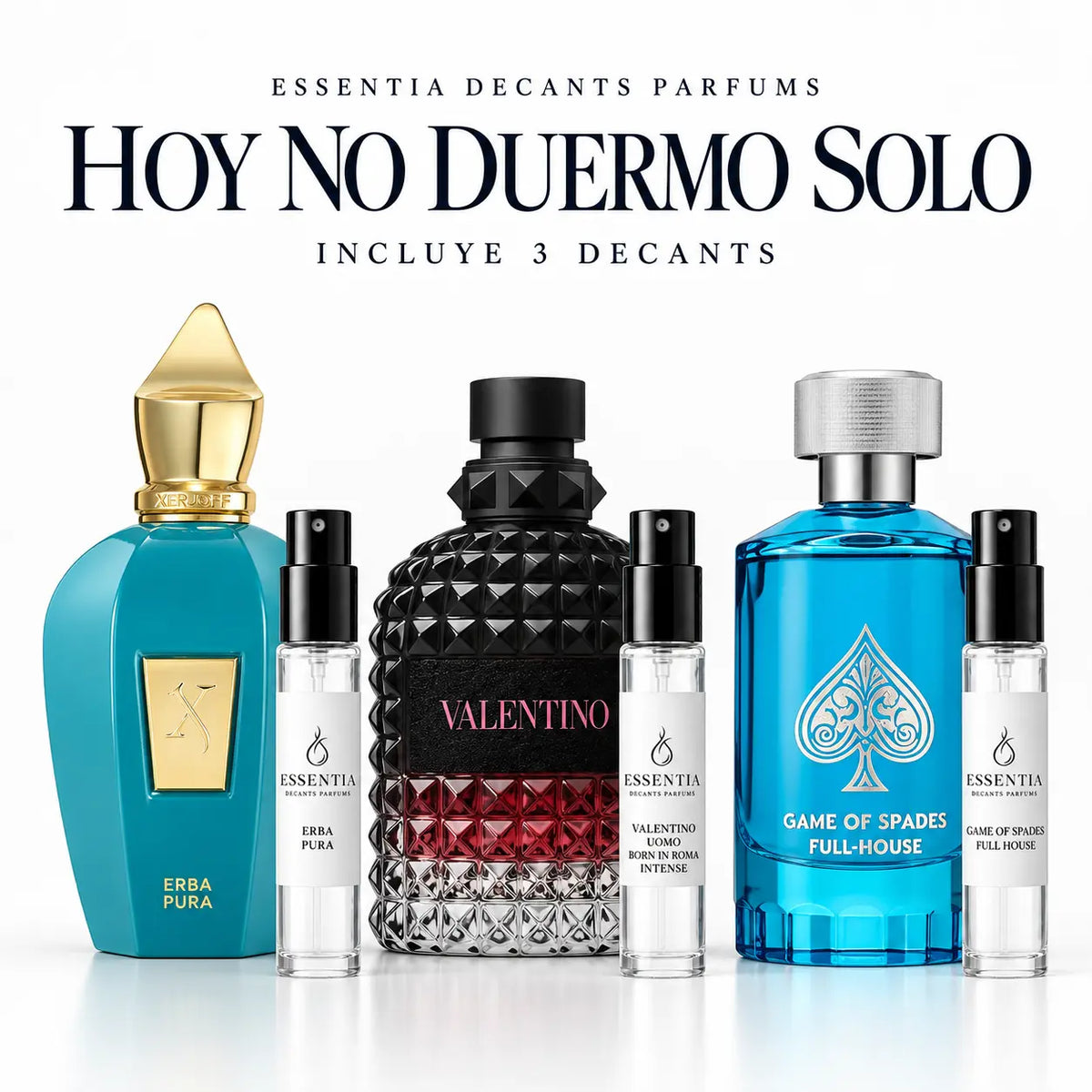 Combo Hoy No Duermo Solo con Erba Pura, Valentino Uomo Born in Roma Intense y Game of Spades Full House | ESSENTIA Paraguay