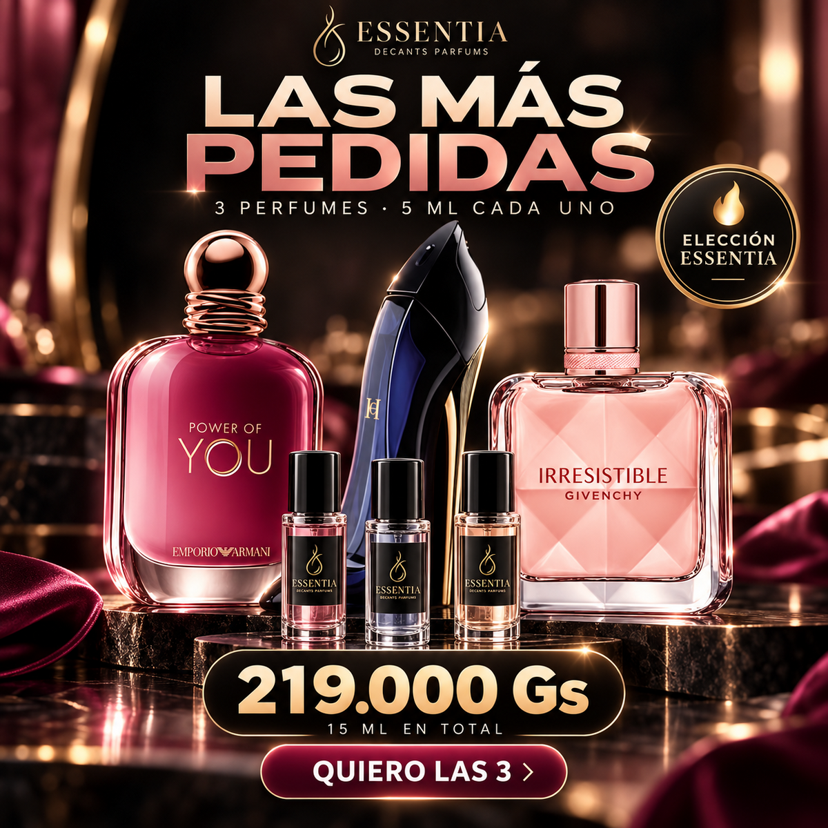 Combo Las Más Pedidas ESSENTIA - 3 decants de 5 ml