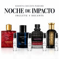 Combo Noche de Impacto con 4 decants masculinos originales: Sauvage Elixir, Boss Bottled Elixir, Valentino Uomo Born in Roma Intense y Eros Flame | ESSENTIA