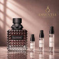 Decant de Donna Born in Roma Intense EDP Valentino en presentaciones de 3 ml, 5 ml y 10 ml, fragancia femenina floral ambarada con vainilla, jazmín y benjuí disponible en ESSENTIA Paraguay.