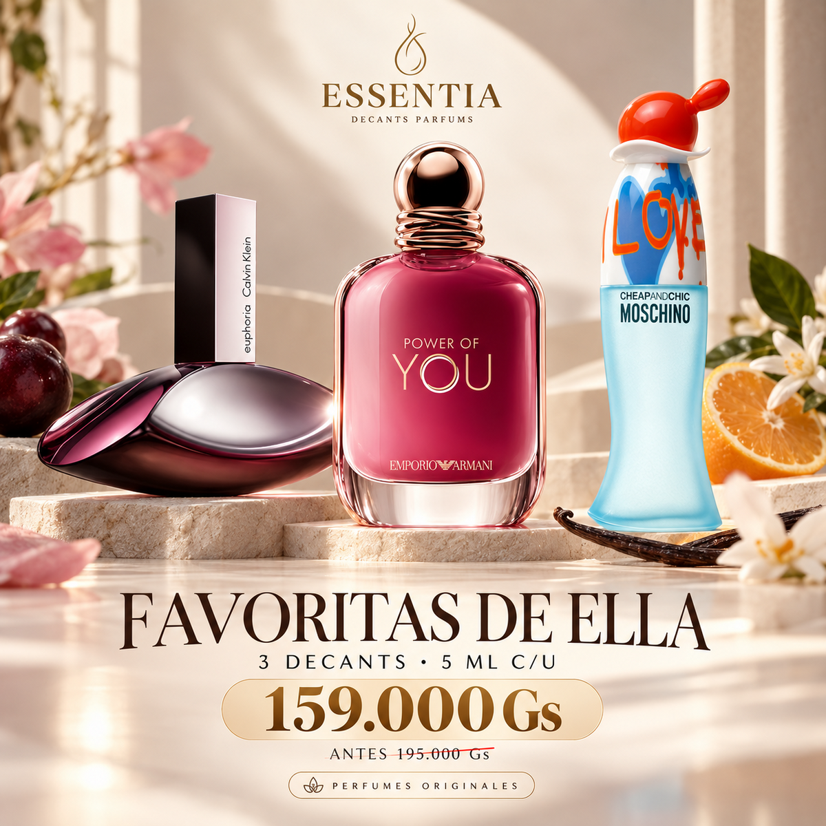 Favoritas de Ella - trío de 3 decants de 5 ml ESSENTIA