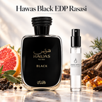 Hawas Black EDP Rasasi con decant ESSENTIA