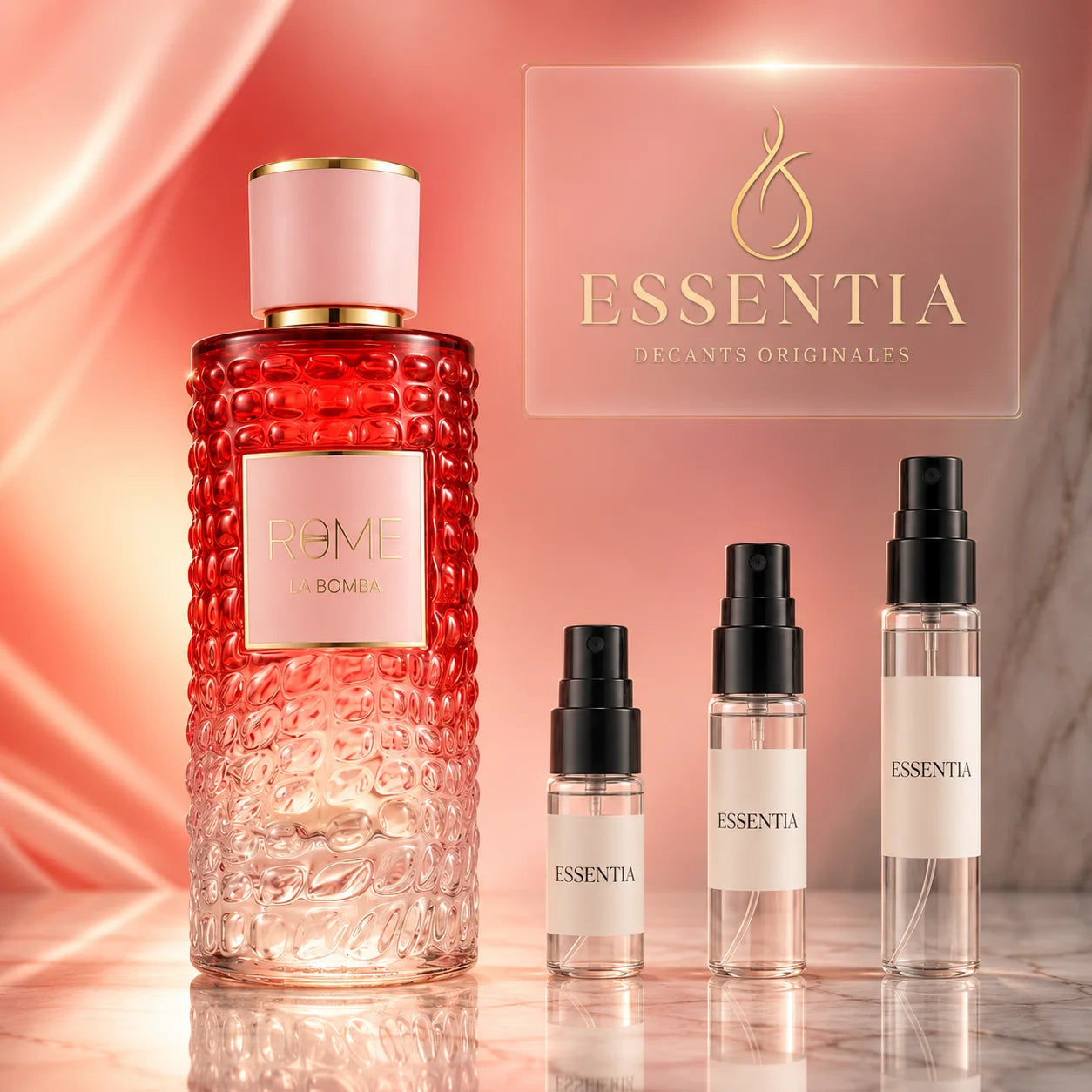 MAST Perfume Rome La Bomba EDP 100ML en ESSENTIA, perfume original junto a frascos de decant en presentaciones de 3ml, 5ml y 10ml.