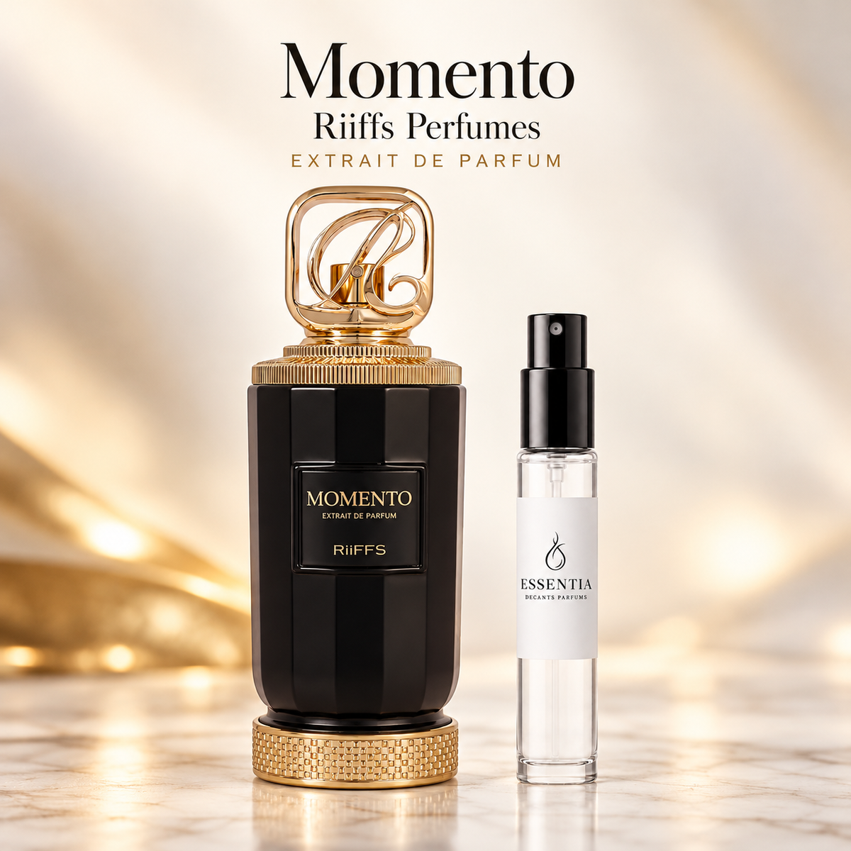 Decant original Momento Extrait de Parfum Riiffs disponible en ESSENTIA Paraguay