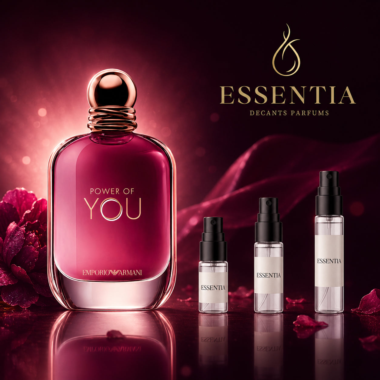 Power of You Emporio Armani en decant original para mujer, perfume frutal gourmand con maracuyá, flores blancas y vainilla disponible en ESSENTIA Paraguay.