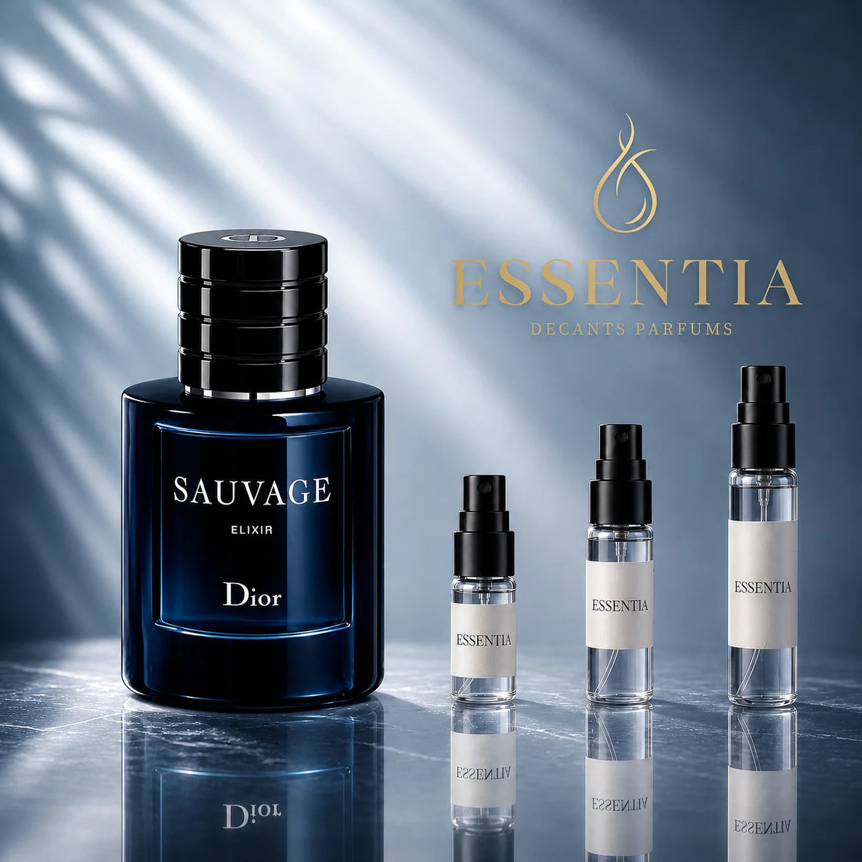 Decant de Sauvage Elixir Dior en presentaciones de 3 ml, 5 ml y 10 ml, fragancia masculina intensa, especiada, aromática y amaderada disponible en ESSENTIA Paraguay.