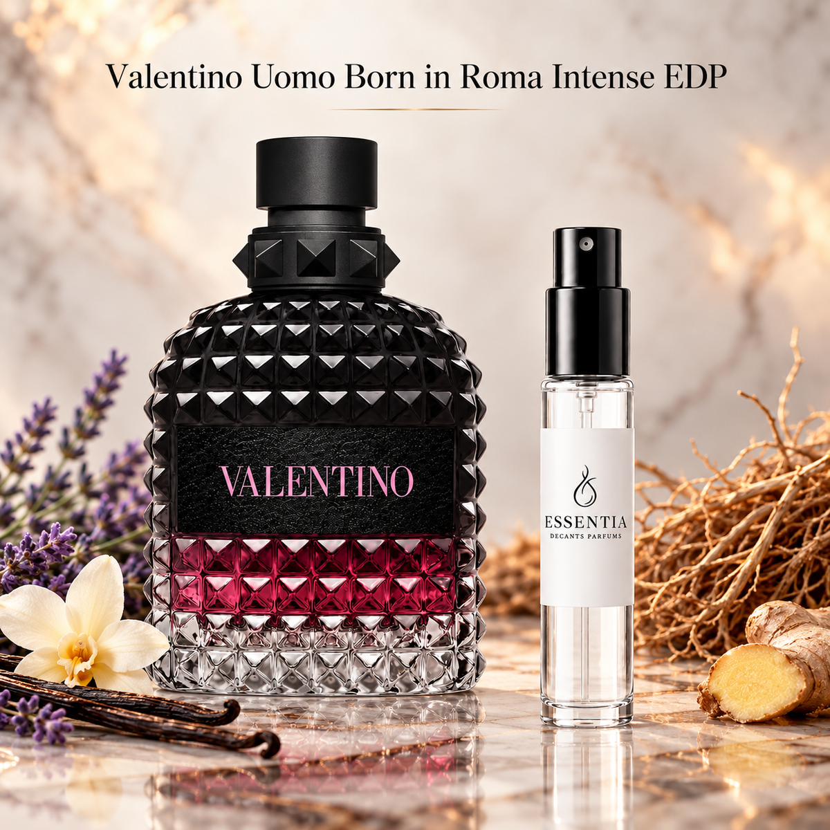 Valentino Uomo Born in Roma Intense EDP con decant ESSENTIA original en Paraguay