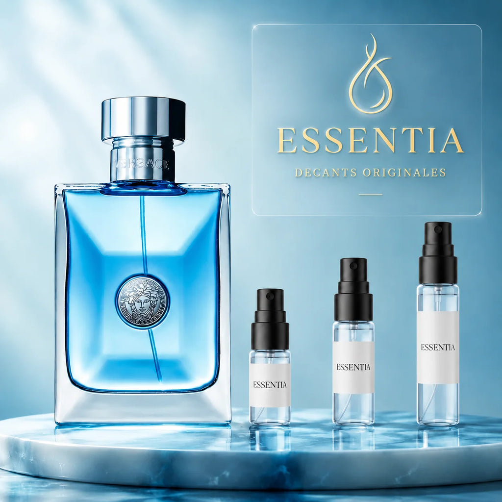 Versace Pour Homme Versace en decant original ESSENTIA, perfume original junto a frascos de decant en presentaciones de 3ml, 5ml y 10ml.
